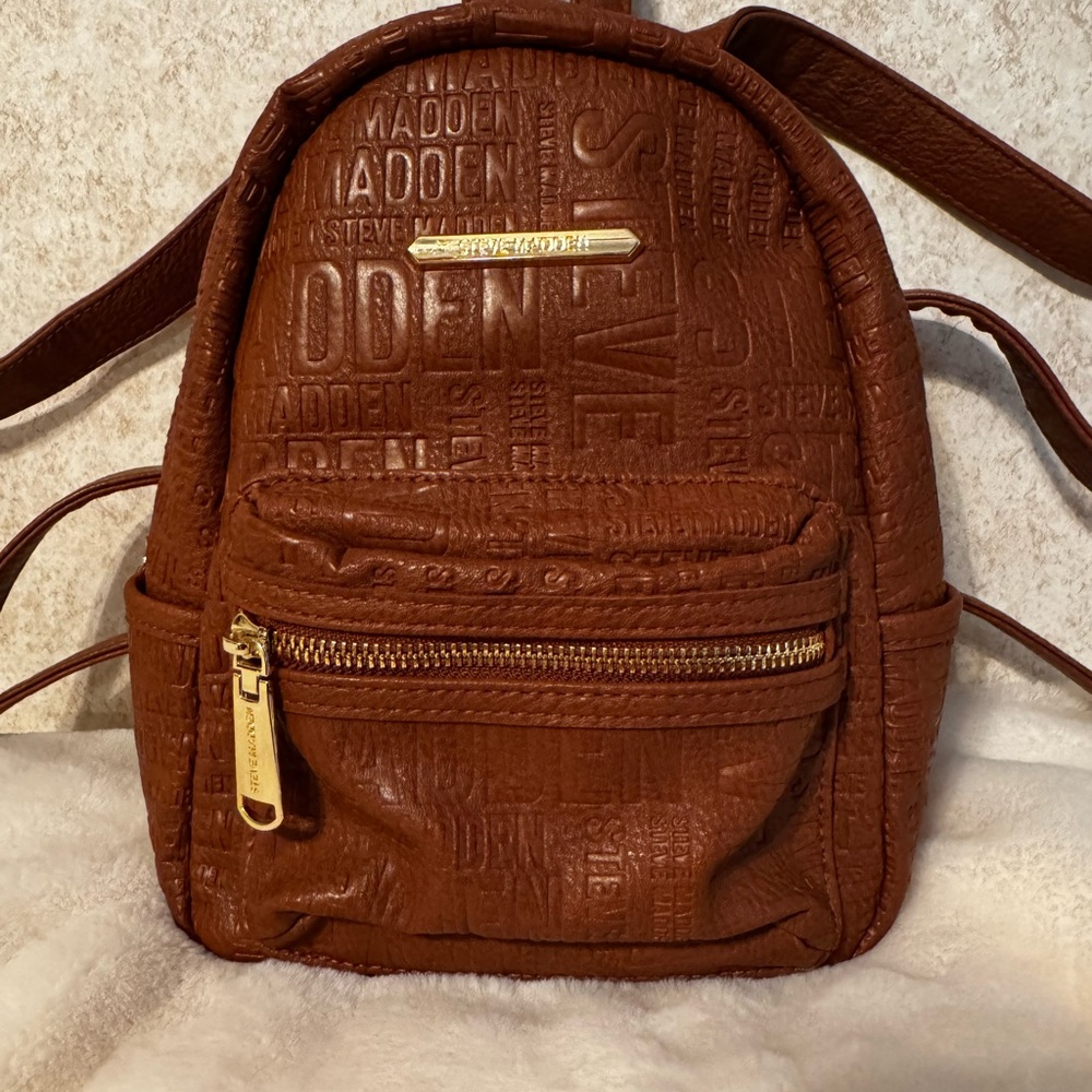 Steve Madden Embossed Brown Backpack
